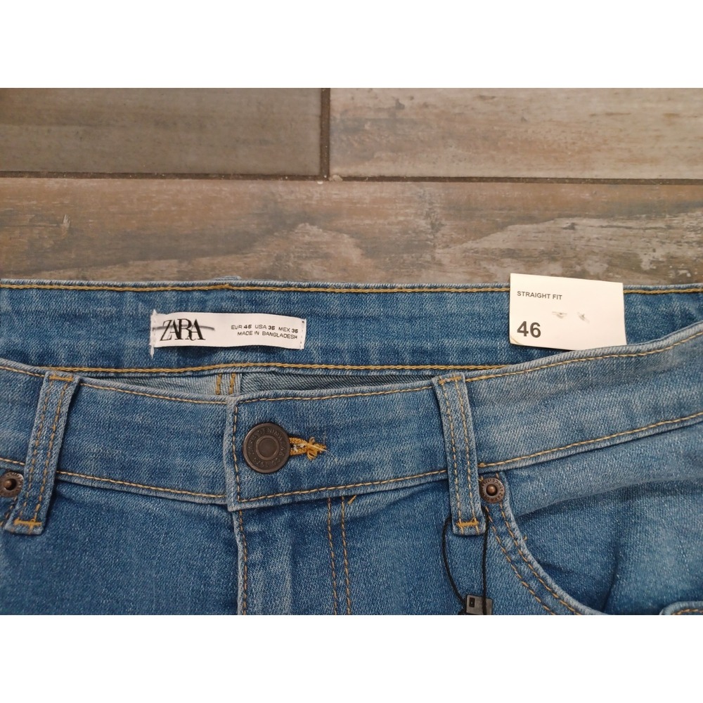 NWT Men Blue Zara Straight Fit Jeans Size 46 Regular Brand New - Picture 3 of 10